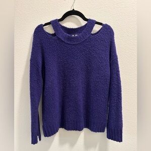Anthropologie Moth Cold Shoulder Cut Out Sweater Blue/Purple | size M